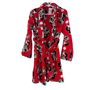 Disney Red Minnie Mouse Fleece Robe Belted toddler Girls Size 4T-5T